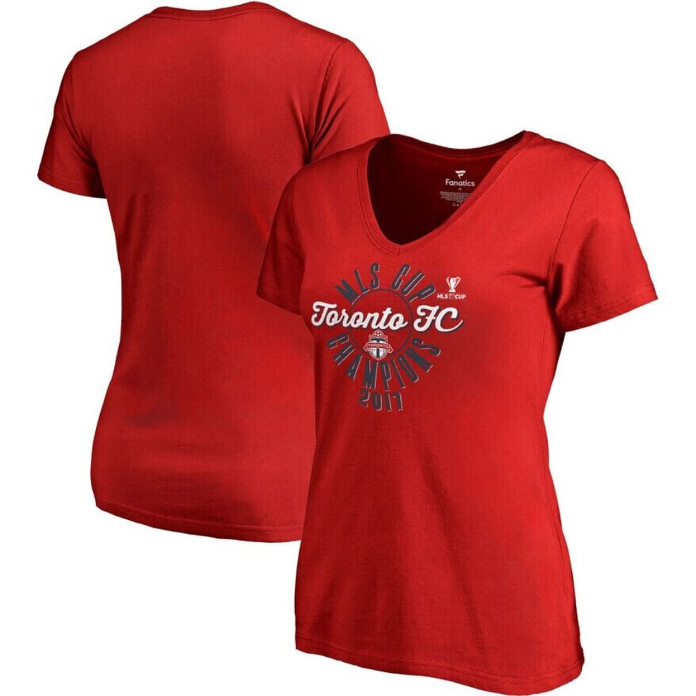 Toronto FC‎ Womens V-Neck T-Shirt Red Size 3XL MLS Cup Champions